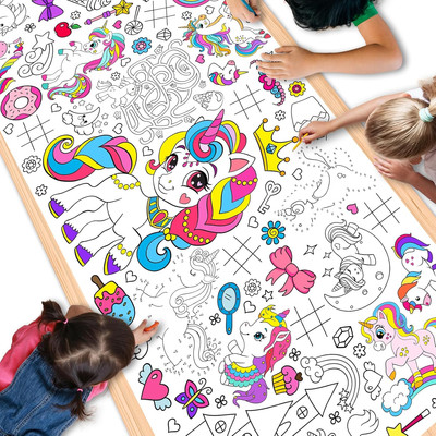 Giant Unicorn Coloring Poster Large Unicorn Coloring DIY Tablecloth for Kids Col