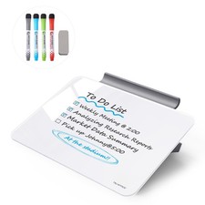 TSJ OFFICE Small Glass Dry Erase Whiteboard with Stand, 8 x 6 in