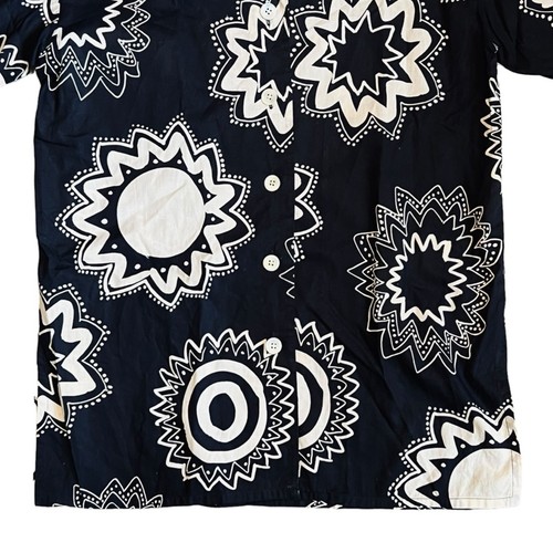 Jaeger UK VTG Women’s S Black White Short Sleeve Shirt Retro 60s Oversize Flower - Picture 4 of 10