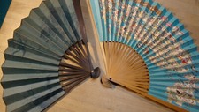 lot Of 2 Hand Held Japanese Fans Vintage 1960s