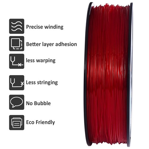 Geeetech TPU Filament 1,75mm 1kg Rot Weiche & hohe Elastizität für 3D Drucker - Afbeelding 2 van 8
