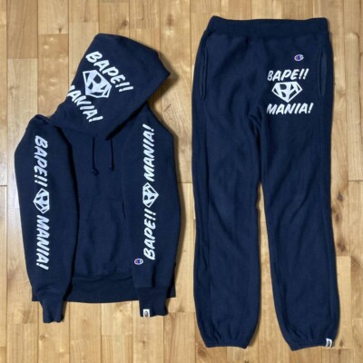 BAPE × Champion Pullover hoodie Sweat pants set NIGO Navy A Bathing Ape  Size S