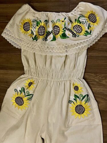 Mameluco jersey de lino vintage para mujer grande fuera del hombro súper lindo - Imagen 2 de 7