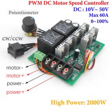 DC 10-50V 12V 24V 36V 40A PWM DC Motor Speed Controller CW CCW Reversible Switch