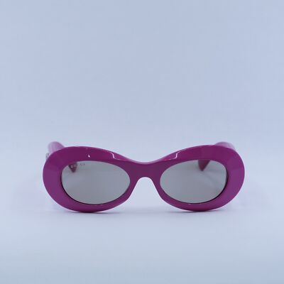 NEW GUCCI OVAL SUNGLASSES GUCCI GG1696S 004 PINK GREY EYEWEAR Gucci Womens Round/Oval Fuchsia Fuchsia Grey Fashion  main image 4