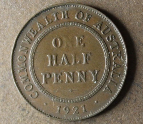 * 1921 HALFPENNY THIN DATE AND WEAK N PREDECIMAL BROWN WORN #ACE11 - Foto 5 di 9