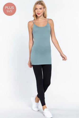 XL 1XL 2XL 3XL Women Tank Top Plus Size Long Cotton Cami Spaghetti Straps No Bra - Picture 146 of 197