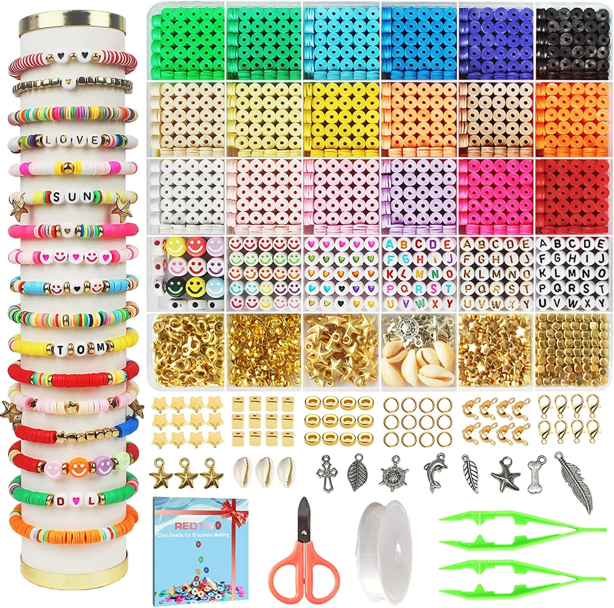 5100 Clay Beads Bracelet Making Kit, Preppy Spacer Flat Beads for Jewelry  Making