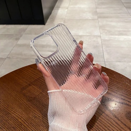 Transparent soft rubber ribbed phone case for iphone 15 14 13 12 11 Pro Max Plus
