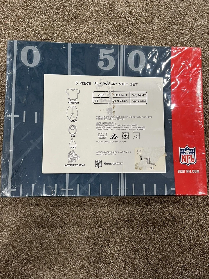 New York Jets 5 Piezas Bebé Creeper Pantalón Babero Sombrero Llaves Reebok 0-9 Meses Foto 2 de 4