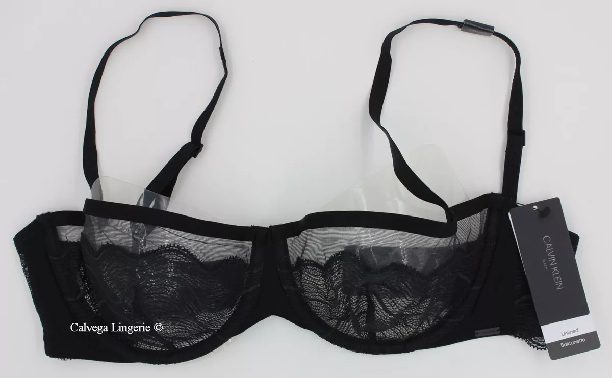 NWT Calvin Klein Blk Label QF6948 Graphic Soft Cup Balconette Lace Bra,  Black