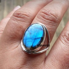 Natural Labradorite Gemstone 925 Sterling Silver Ring Handmade Gift For D-336