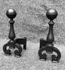 LARGE ANTIQUE CAST IRON FIREPLACE FIRE DOGS / FIREDOGS / EDWARDIAN VICTORIAN