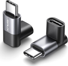90 Degree USB-C Male to USB-C Female Adapter, 100W Right Angle 2-Pack 40Gbps Dat