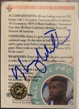 HENRY WILLIAMS 1992 STAR PICS AUTOGRAPH ROOKIE CARD UNC CHARLOTTE BASKETBALL Rc. rookie card picture