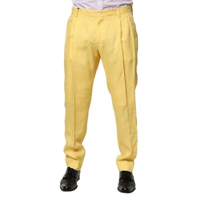 Pantalon DOLCE & GABBANA en lin jaune robe conique hommes pantalon IT60/W46/3... - Photo 1/4