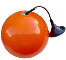 lampe  Suspension Plafonnier lustre  opaline double orange - Vintage  1970 - N°3