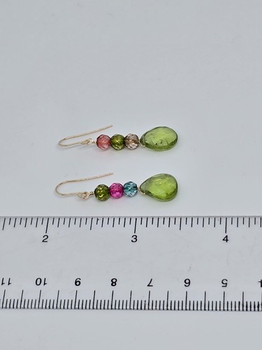 Peridot Briolette Drop Dangle Earrings Agate 14k Yellow Gold or Sterling Silver - Picture 9 of 9