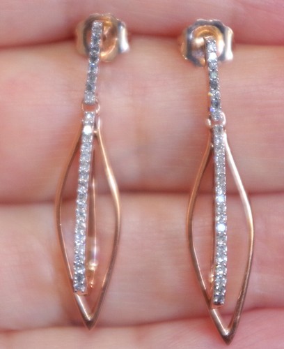10K Jared Rose Gold Row Diamond Hoop Earrings 0,75 cttw, I-J Color, I2 Clarity - Picture 2 of 11
