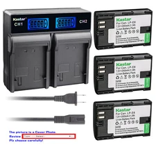 Kastar Battery LCD Rapid Dual Charger for Canon LP-E6 LP-E6N LCE6 Canon EOS 7DSV