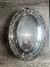 Elegant Wm A Rogers Silverplate Oval Serving Dish – Double Handles Covered