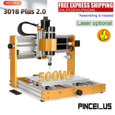 3018 Plus 2.0 3-Axis CNC Router Machine Engraving Machine Set + Laser module