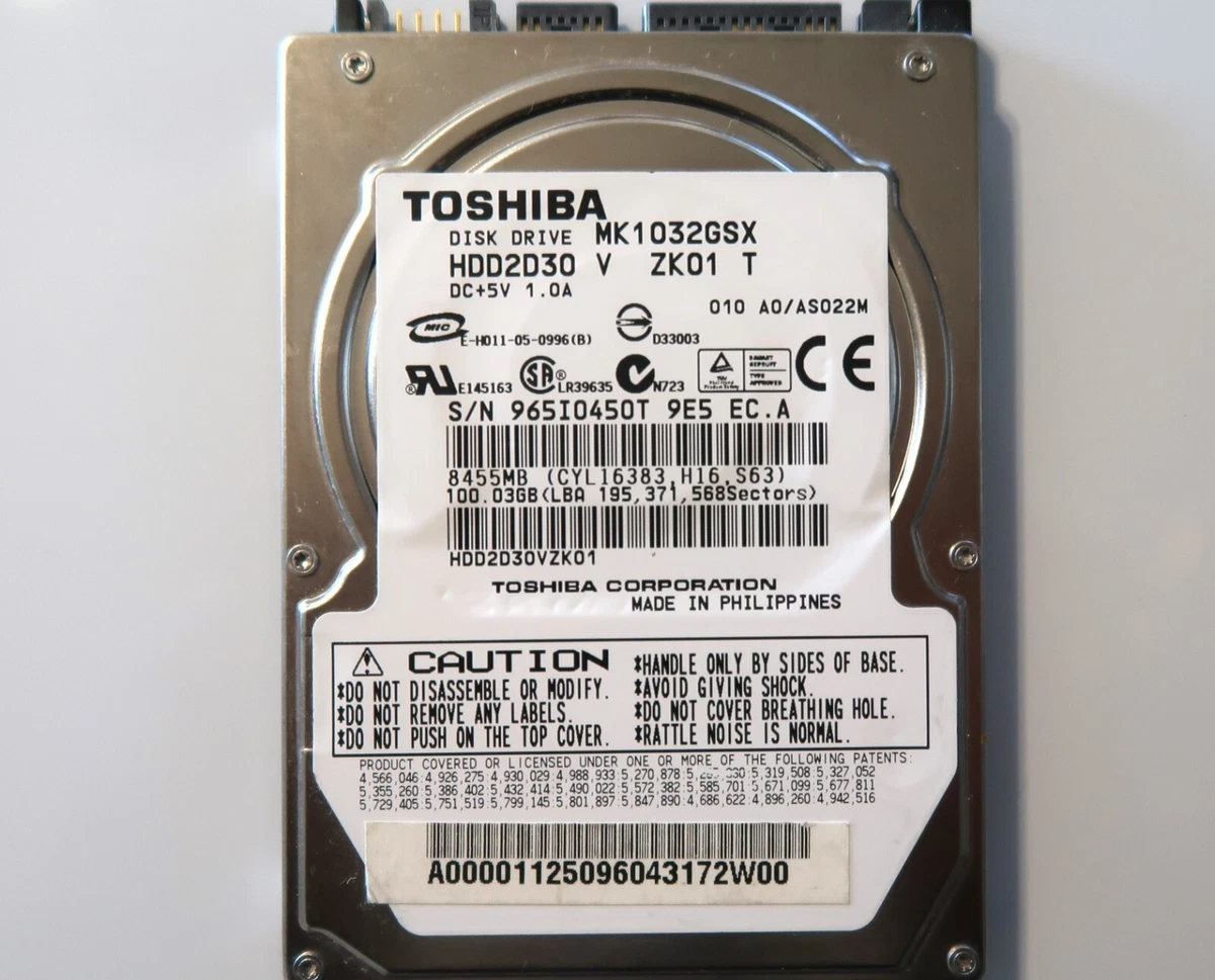 非常に良い)Toshiba mk1032gsx 100?GB SATA 9.5?MMノートブック