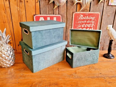 Schicke Box SAMT 36/32/28 cm Deckel Karton Aufbewahrung Deko Korb Boxen