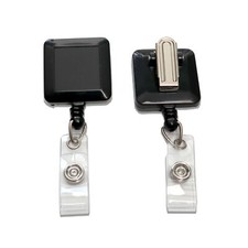 5 Pack - Square Badge Reels - Retractable NON-SWIVEL BACK Alligator Pinch Clip