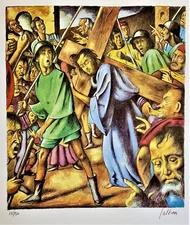GREGORIO SCILTIAN Vatican "Jesus Carries Cross" PENCIL SIGNED LITHOGRAPH 36/250