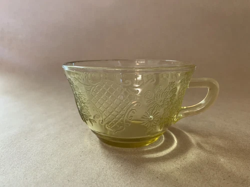 Depression Glass Amber Normandie Bouquet and Lattice Cup