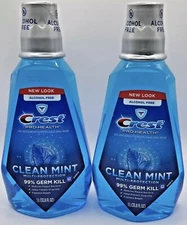 2 PACK Crest Pro Health Mouthwash, Alcohol Free, Fresh Mint, 33.8 Fl OZ