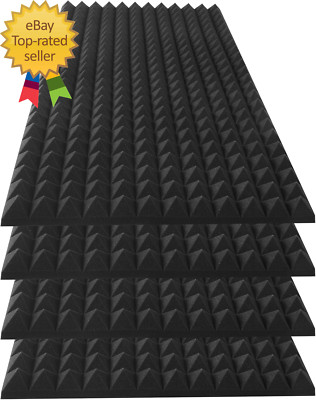 4 Pack Pyramid Acoustic Foam Panels, 48 X 24 X 2'' Sound Absorbing Panels High De