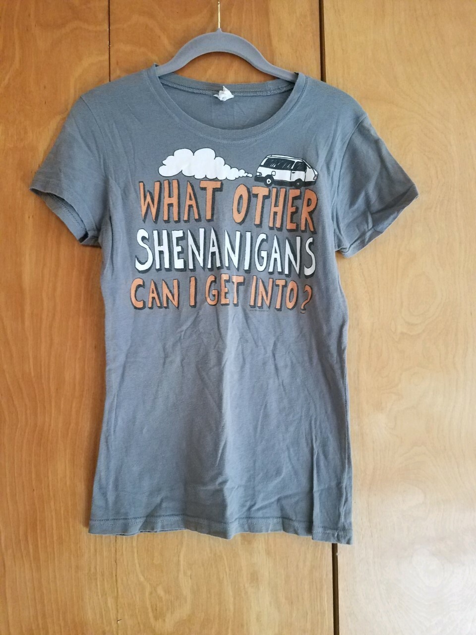 ALTRA T shirt maglietta grigia Bay Island "What Other Shananigans Can I Get Into" taglia Med