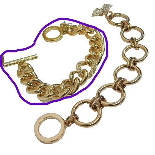Victoria Secret Gold  Chain Link Toggle Bracelet with Crystal Accent Victoria main image 2