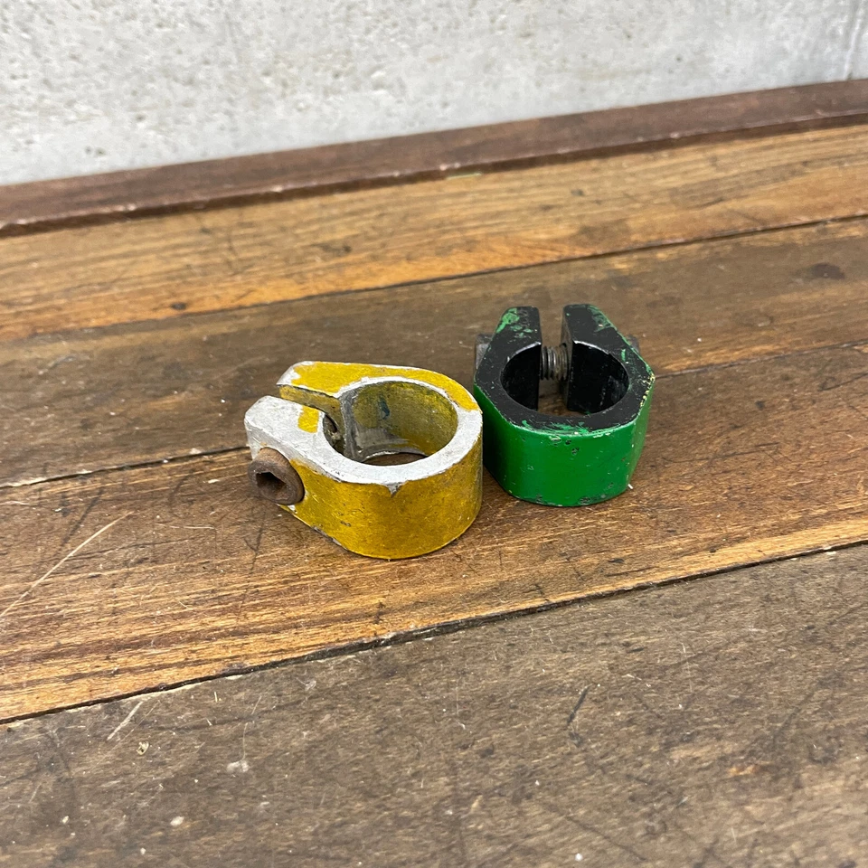 Old School BMX Seat Clamp  Lot 2 Clamps 25.4 Vintage Gold Green - Image 2 of 4