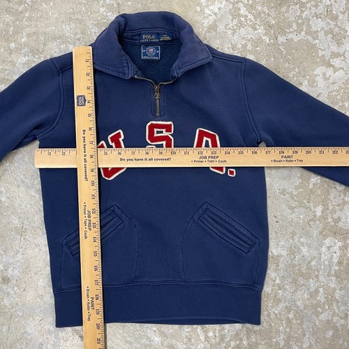 Polo Ralph Lauren Sweater Kids Small Olympics USA Spellout 1/4 Zip Boys Youth - Picture 7 of 12