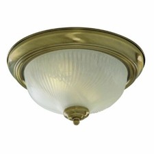 Image of TRADITIONAL FLUSH FITTING CEILING LIGHT ANTIQUE BRASS FINISH
