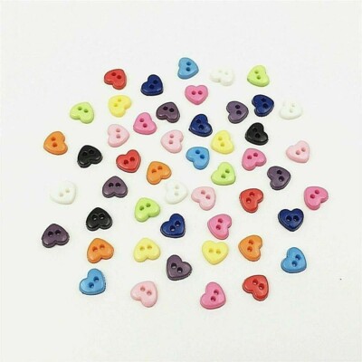 Pkg of 50 TINY HEART 2-hole Plastic Buttons 1/4'' (6mm) Scrapbook Craft (557)