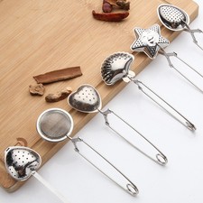 Cucchiaio Acciaio Inox Foglie Tè Erbe Rete Palline Infusore Filtro Spremere Colino
