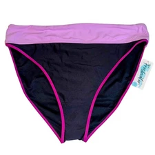 Bikini Swim Bottom Sz 2XL Black Pink Purple High Leg Banded Waist Retro Suit