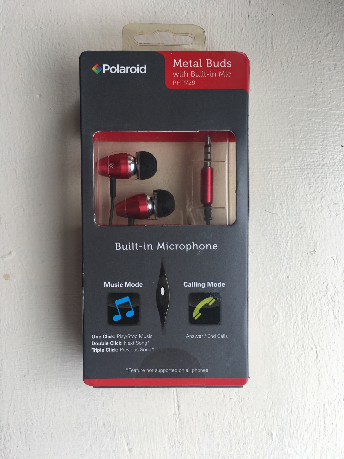 Polaroid In-Ear Metal Earbuds W/Built-in Mic[Red]