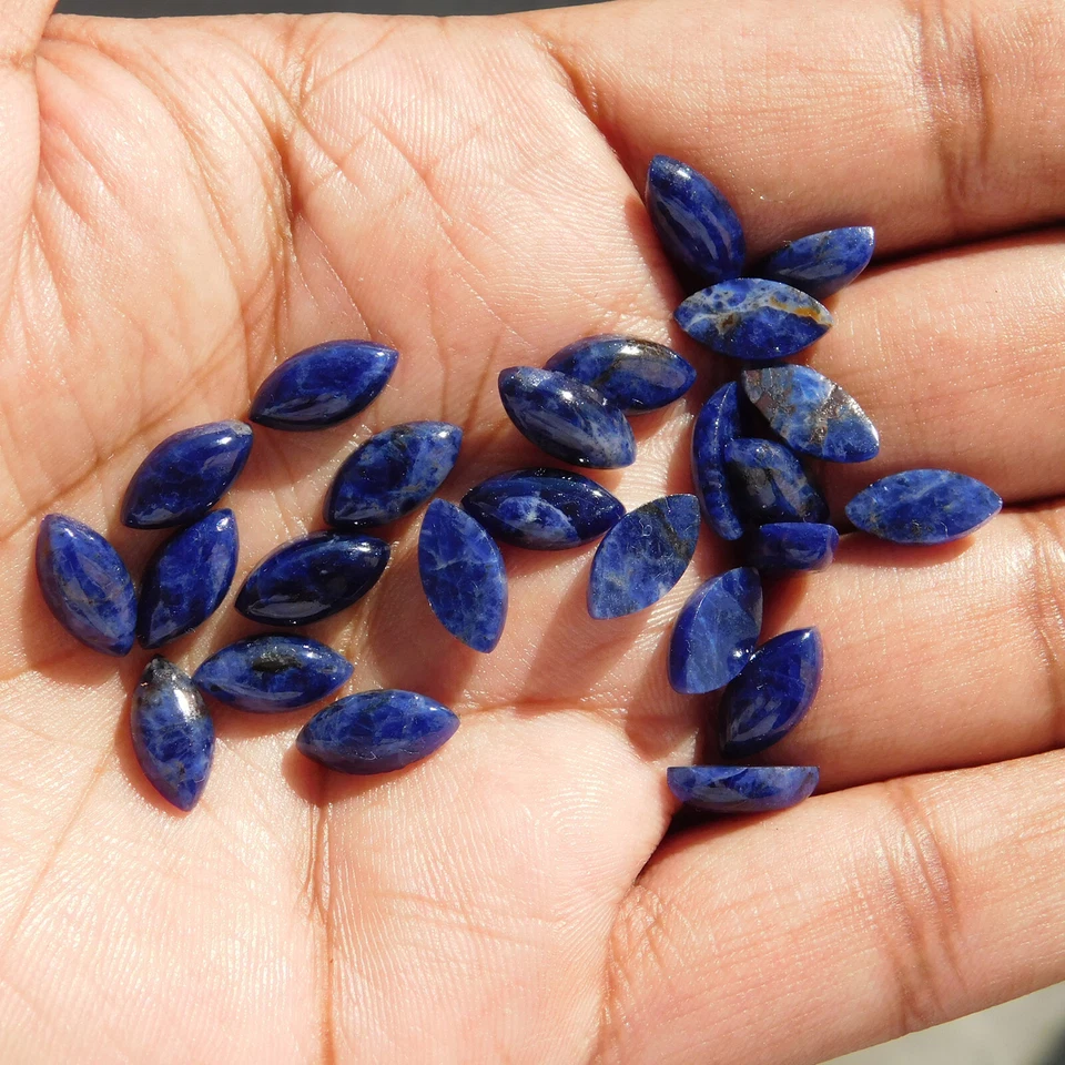 Natural Sodalite Marquise 5x10 mm to 10x20 mm Cabochon Loose Gemstone Lot - Image 2 of 4