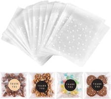 100PACK Self Sealing Cellophane Bags Clear Cookie Treat Bags Thank You for Gift
