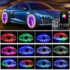 4 Pc 15 inch RGB LED Wheel Rim Lights Kit - Bluetooth App Control -for Car&Truck