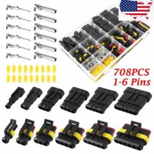 708PCS 1-6 Pin Way Car Waterproof Male Female Electrical Wire Connector Plug Kit