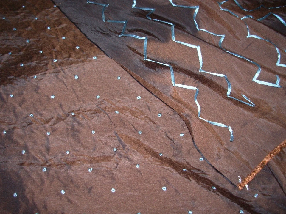 TELA DE TAPICERÍA DE CORTINAS BORDADA A LUNARES DE SEDA SINTÉTICA DE 4 YARDAS POR MENOS Foto 4 de 4