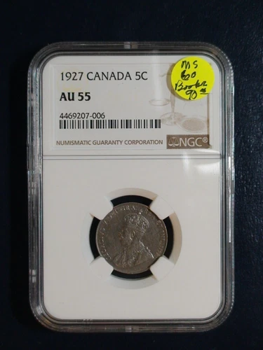 1927 CANADA NICKEL NGC AU55 5C Coin PRICED TO SELL NOW!