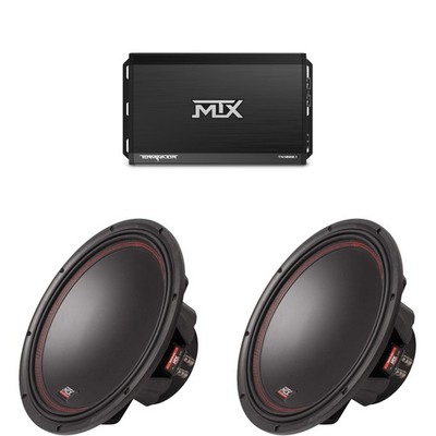 MTX TERMINATOR 1000-Watt RMS 1Ω Mono Block Class D Amplifier and Two MTX Audi...