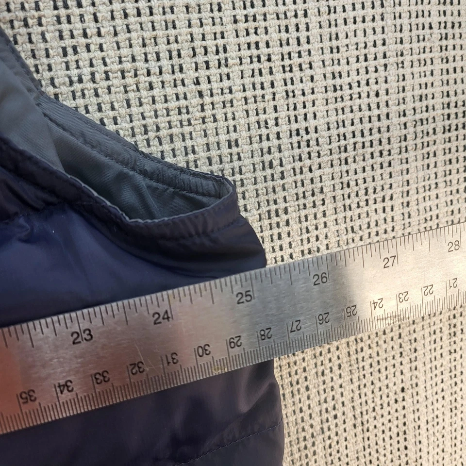 Timberland Vest Mens XL Navy Tan Corduroy Yoke Puffer Quilted Snap Front Logo - Image 4 of 4